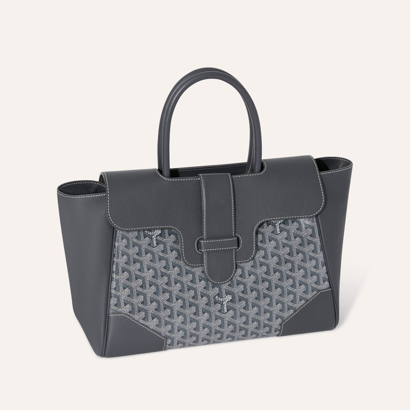 Goyard Saigon Tote Grey Goyardine Canvas Palladium Hardware - Image 3